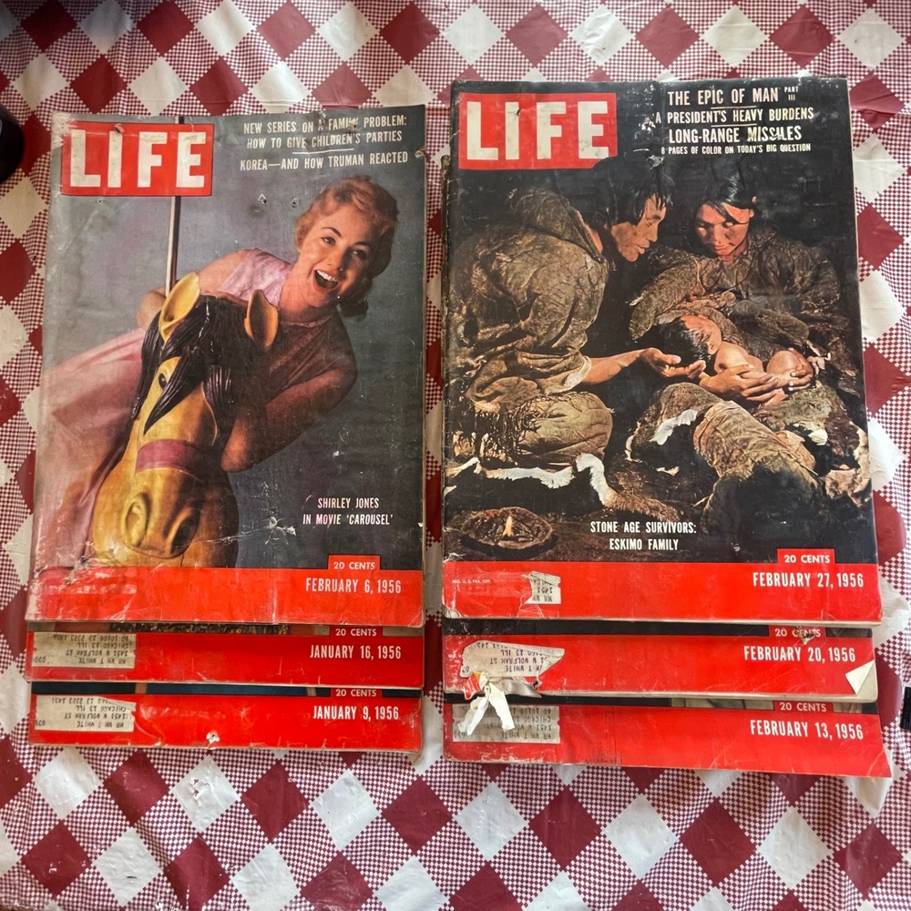 Vintage LIFE Magazine Lot 6 Issues January February 1956 Anita Ekberg Truman